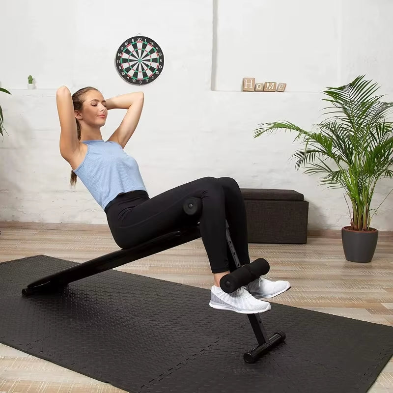 EVA Foam Interlocking Exercise Mat Tiles Extra Thick PVC Gym Flooring for Fitness Yoga Aerobics Non-Slip Black Mat 16Pcs